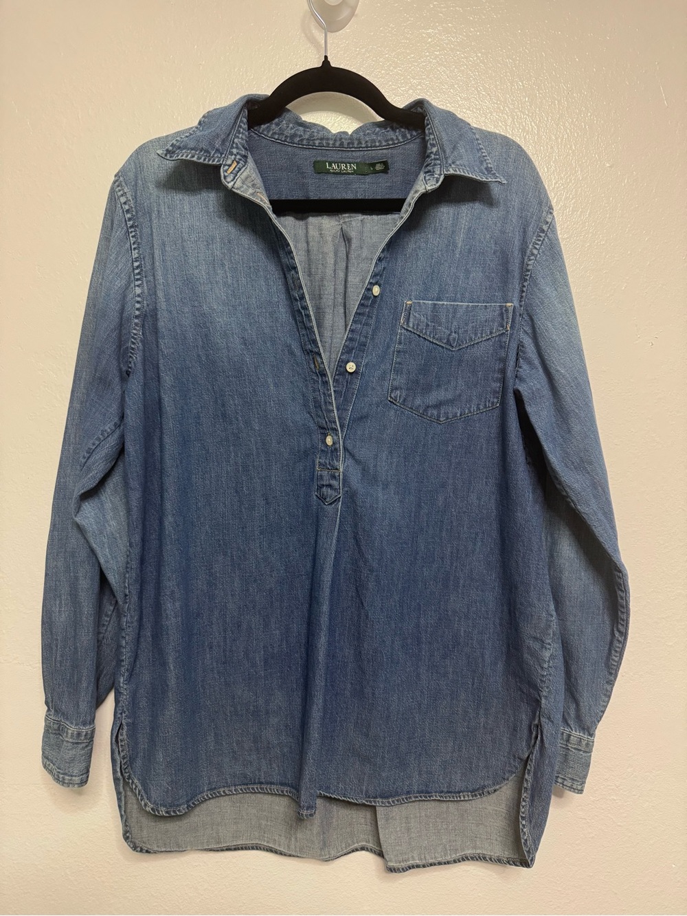 Lauren Ralph Lauren Light Blue Denim Button-Front Shirt
